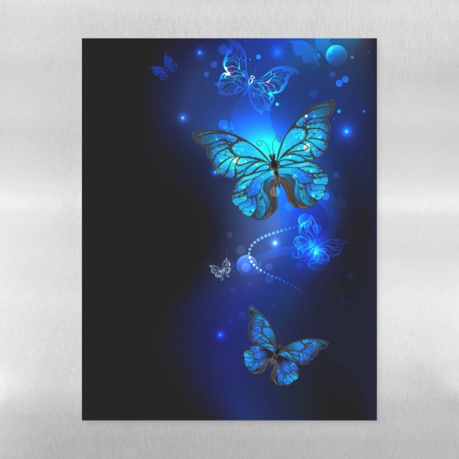 Morpho Butterfly in the Dark Background Magnetic Dry Erase Sheet (Vertical)