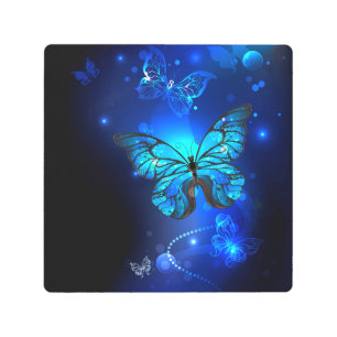 Morpho Butterfly in the Dark Background Metal Print