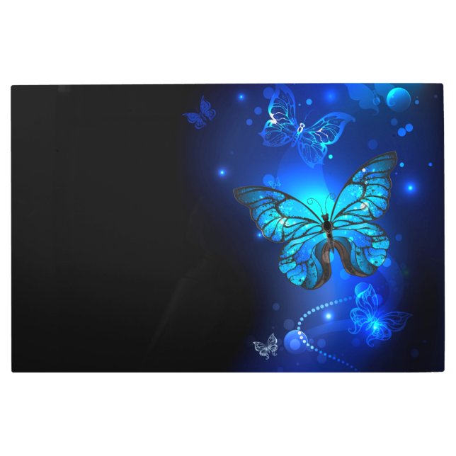 Morpho Butterfly in the Dark Background Metal Print (Front)