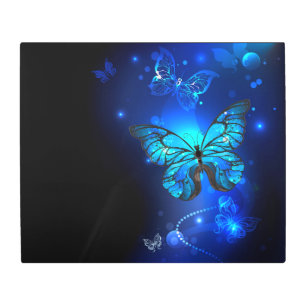 Morpho Butterfly in the Dark Background Metal Print