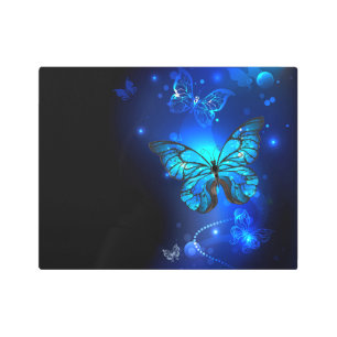 Morpho Butterfly in the Dark Background Metal Print