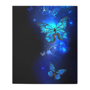 Morpho Butterfly in the Dark Background Metal Print