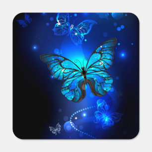 Morpho Butterfly in the Dark Background Metal Sign