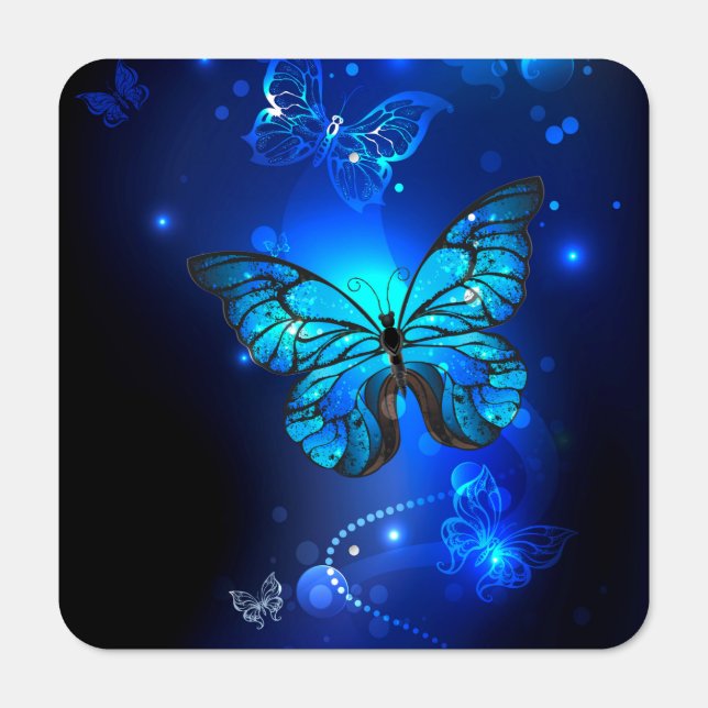 Morpho Butterfly in the Dark Background Metal Sign (Front)
