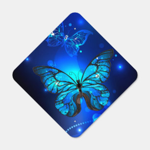 Morpho Butterfly in the Dark Background Metal Sign