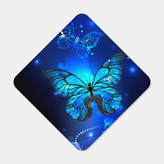 Morpho Butterfly in the Dark Background Metal Sign (Front)