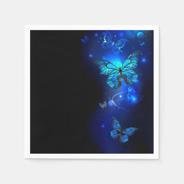 Morpho Butterfly in the Dark Background Napkins (Front)