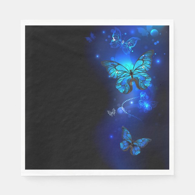 Morpho Butterfly in the Dark Background Napkins (Front)