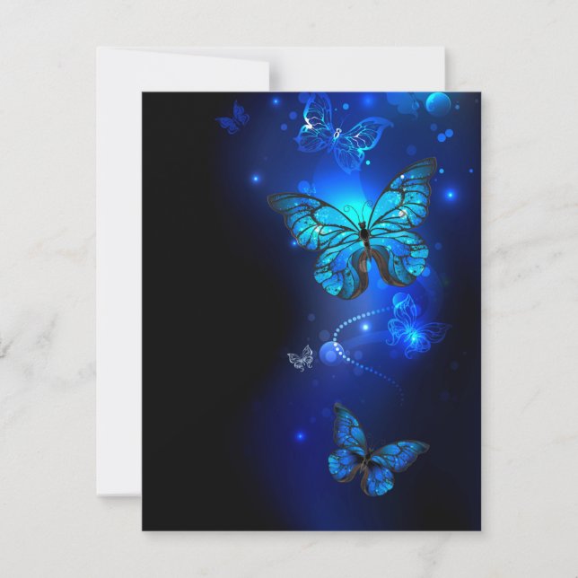 Morpho Butterfly in the Dark Background Note Card (Front)