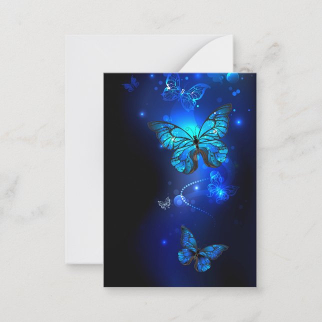 Morpho Butterfly in the Dark Background Note Card (Front)