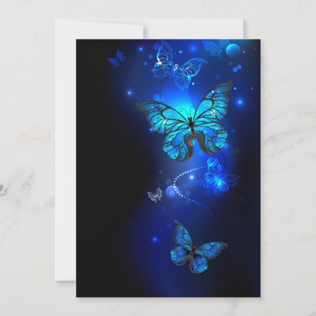 Morpho Butterfly in the Dark Background Note Card (Front)
