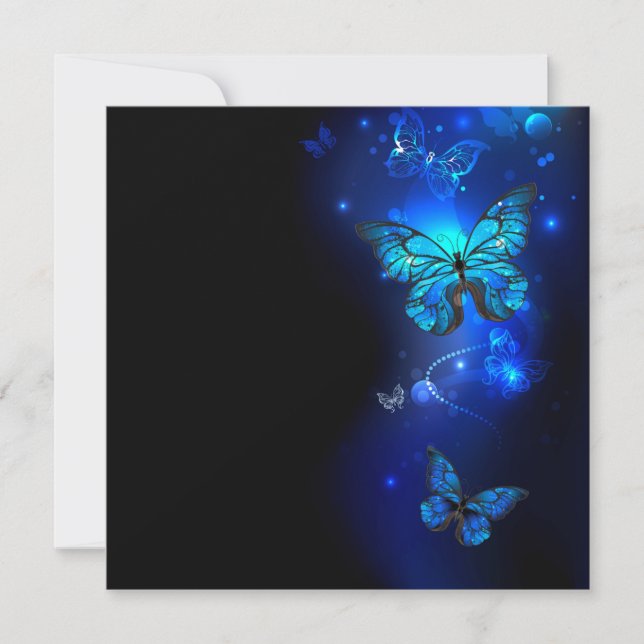 Morpho Butterfly in the Dark Background Note Card (Front)