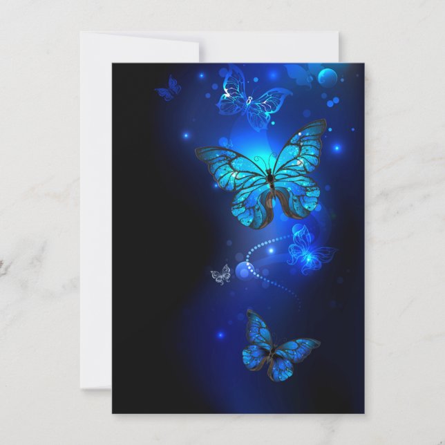 Morpho Butterfly in the Dark Background Note Card (Front)