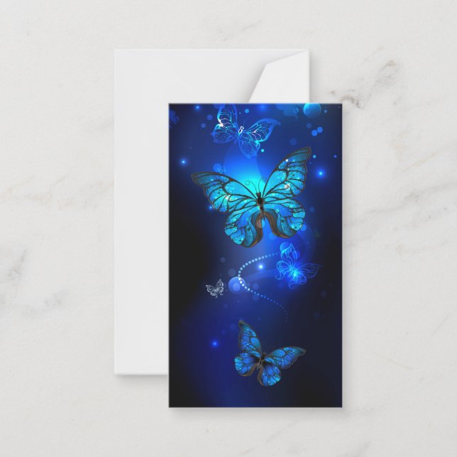 Morpho Butterfly in the Dark Background Note Card (Front)