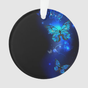Morpho Butterfly in the Dark Background Ornament
