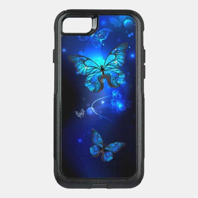 Morpho Butterfly in the Dark Background Otterbox iPhone Case (Back)