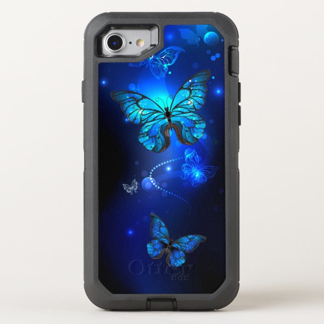 Morpho Butterfly in the Dark Background Otterbox iPhone Case (Back)