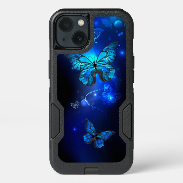 Morpho Butterfly in the Dark Background Otterbox iPhone Case (Back)