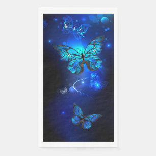 Morpho Butterfly in the Dark Background Paper Guest Towels