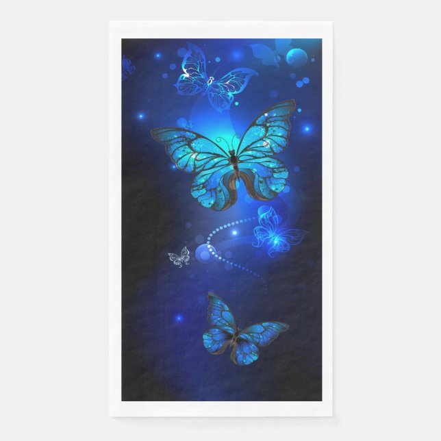 Morpho Butterfly in the Dark Background Paper Guest Towels (Front)