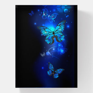 Morpho Butterfly in the Dark Background Paperweight