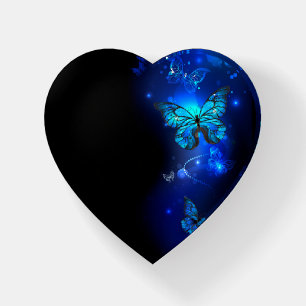 Morpho Butterfly in the Dark Background Paperweight