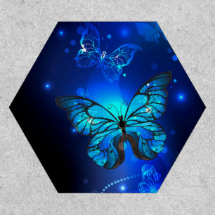 Morpho Butterfly in the Dark Background Patch