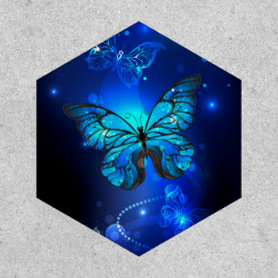 Morpho Butterfly in the Dark Background Patch