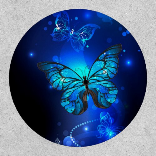 Morpho Butterfly in the Dark Background Patch