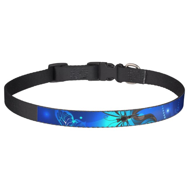Morpho Butterfly in the Dark Background Pet Collar (Front)