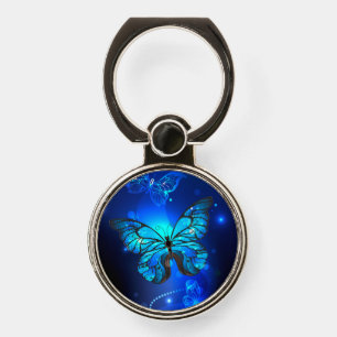 Morpho Butterfly in the Dark Background Phone Ring Stand