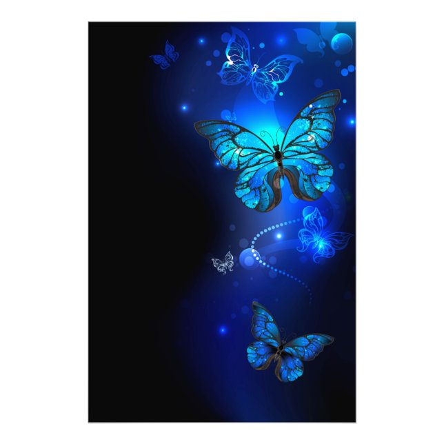 Morpho Butterfly in the Dark Background Photo Print (Front)