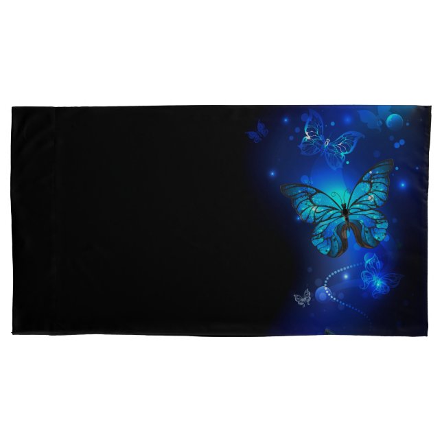 Morpho Butterfly in the Dark Background Pillow Case (Front)