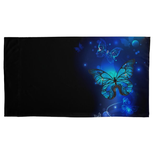 Morpho Butterfly in the Dark Background Pillow Case (Front-Left)