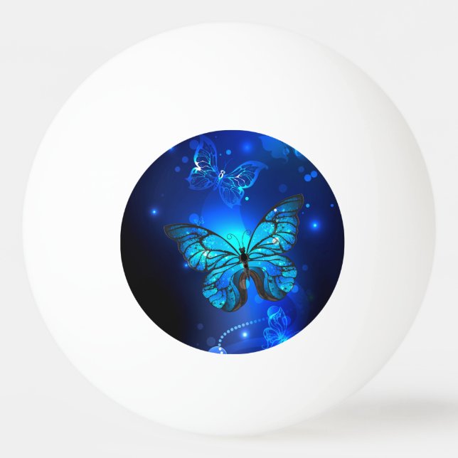 Morpho Butterfly in the Dark Background Ping Pong Ball (Front)