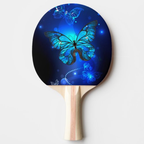 Morpho Butterfly in the Dark Background Ping Pong Paddle
