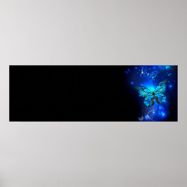Morpho Butterfly in the Dark Background Poster (Front)