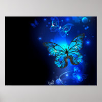 Morpho Butterfly in the Dark Background