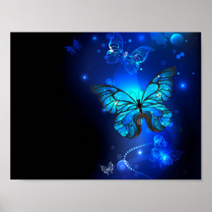 Morpho Butterfly in the Dark Background Poster