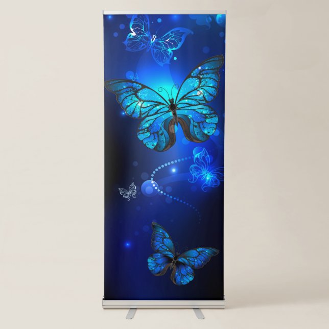 Morpho Butterfly in the Dark Background Retractable Banner (Front)