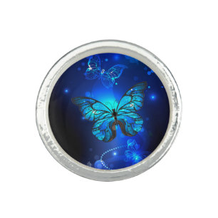 Morpho Butterfly in the Dark Background Ring