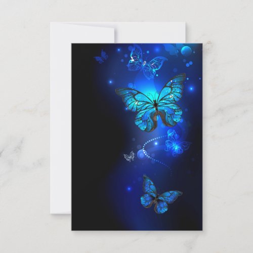 Morpho Butterfly in the Dark Background RSVP Card