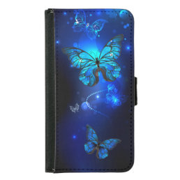 Morpho Butterfly in the Dark Background Samsung Galaxy S5 Wallet Case