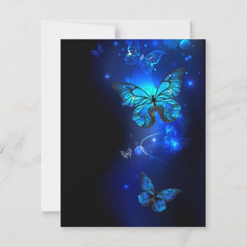 Morpho Butterfly in the Dark Background Save The Date