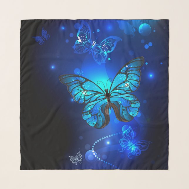 Morpho Butterfly in the Dark Background Scarf (Front)