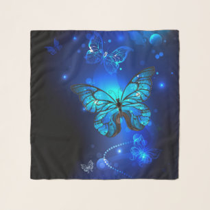 Morpho Butterfly in the Dark Background Scarf