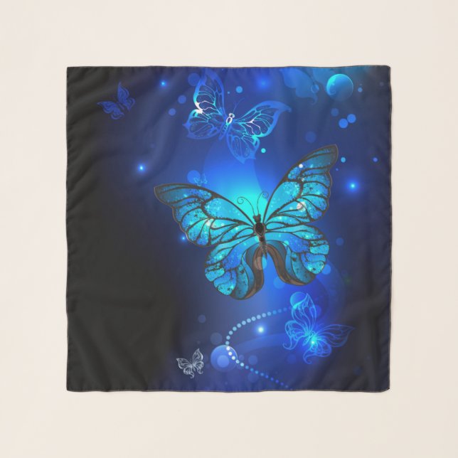 Morpho Butterfly in the Dark Background Scarf (Front)
