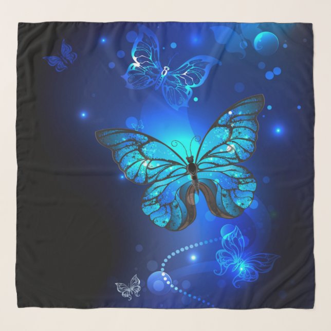 Morpho Butterfly in the Dark Background Scarf (Front)