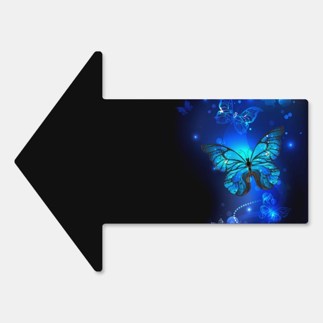 Morpho Butterfly in the Dark Background Sign (Front)