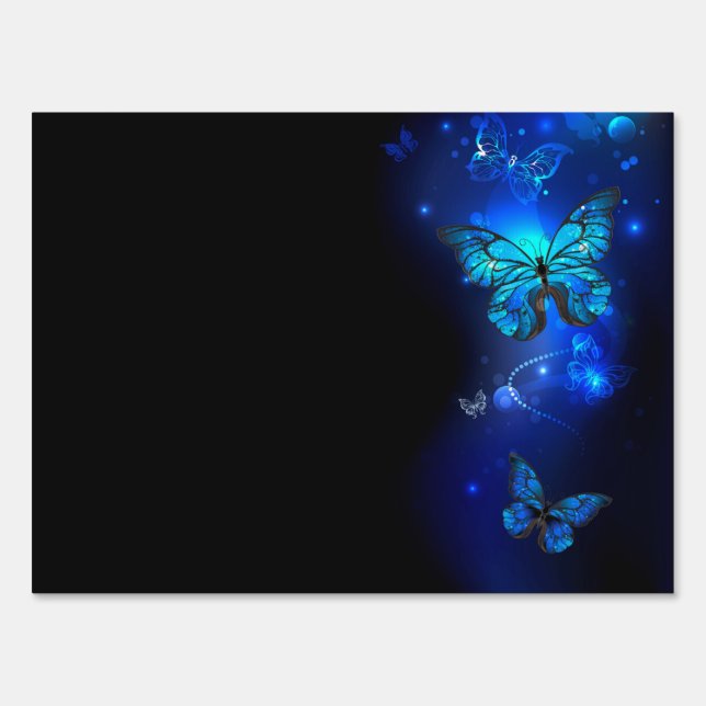 Morpho Butterfly in the Dark Background Sign (Front)